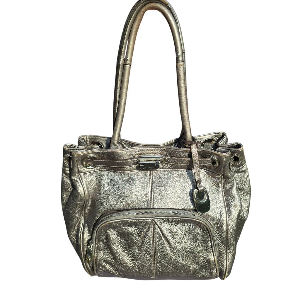 B Makowsky Silver Genuine Leather Purse